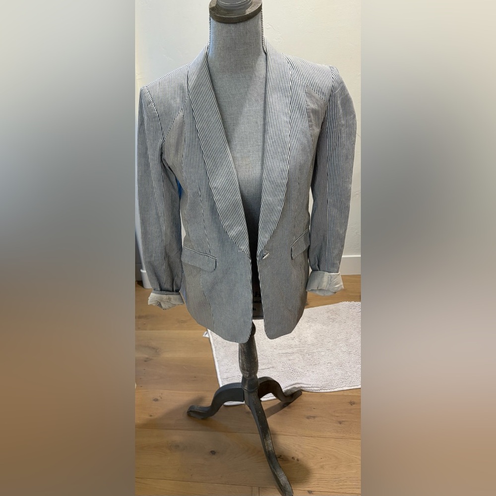 rag & bone Woman’s Pinstripe Blazer - Gray and White - Picture 11 of 11
